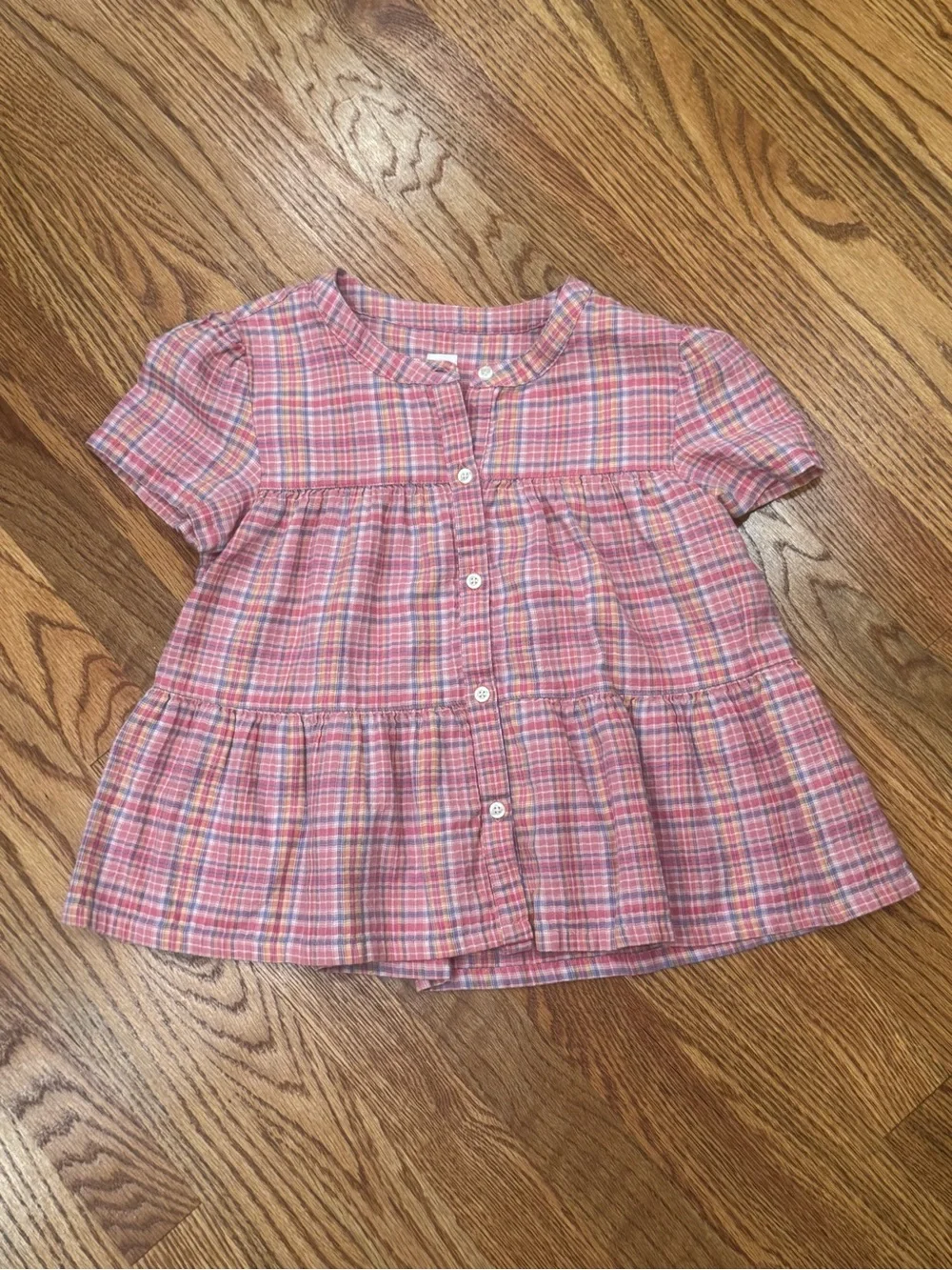 Gap Kids Pink Plaid Button-Front Girls' Top